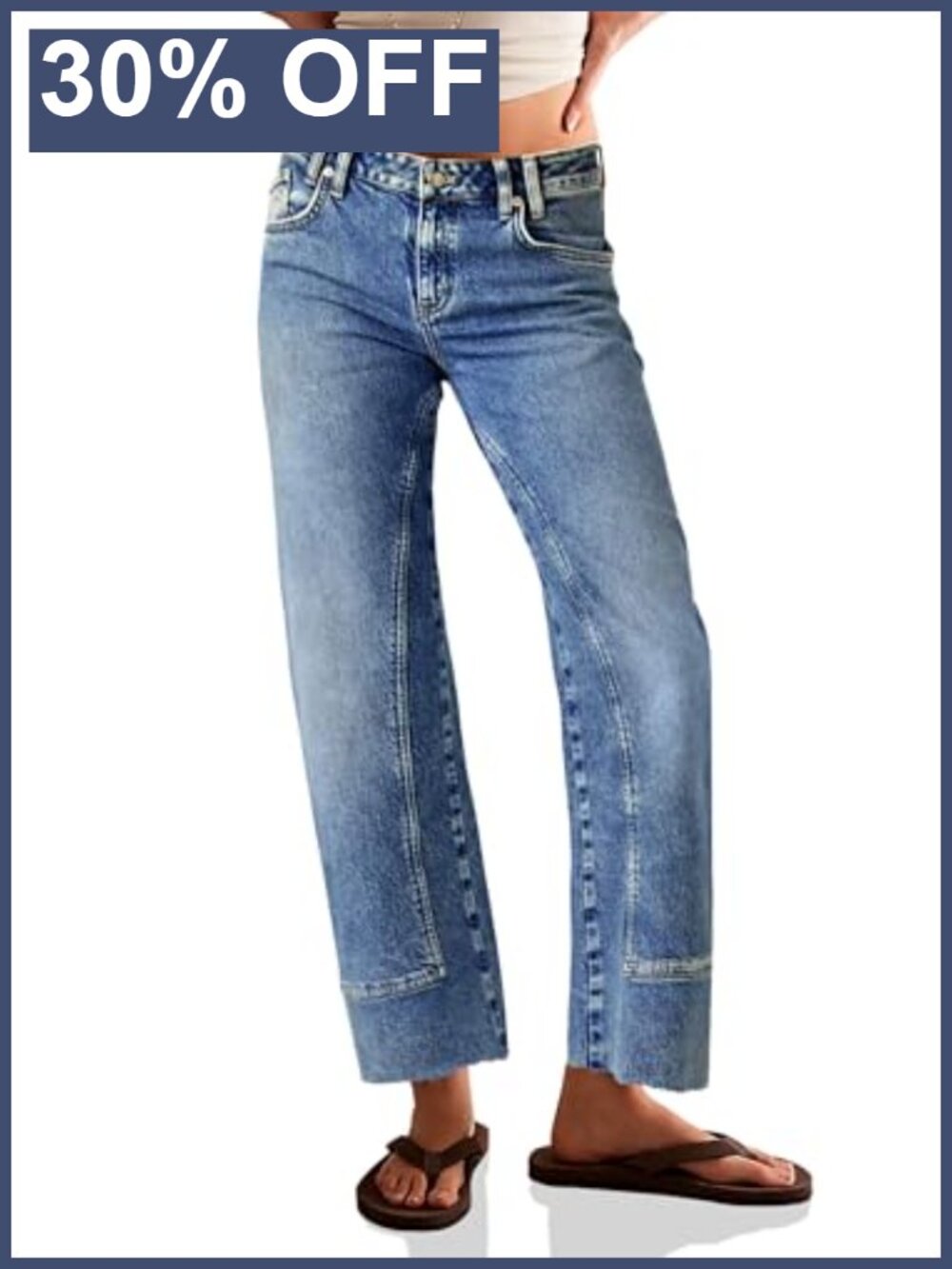 Straight Leg High Waisted Cropped Ankle Jeans with Pockets